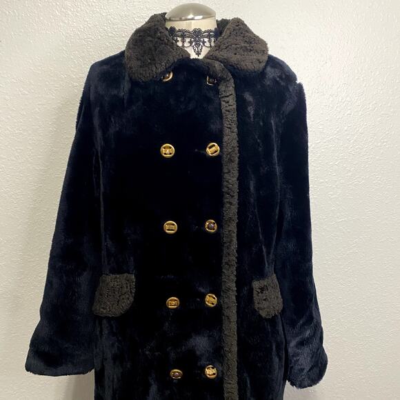 Fingerhut Fashions Faux Fur Mob Wife Witchy Whimsigoth Luxury Black Trench Coat - Picture 4 of 16